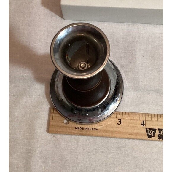 Kromex Teakwood & Metal Taper Candlestick Holders 4.5" MCM USA Vintage - Picture 9 of 14